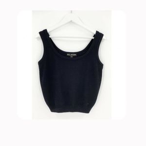 St. John Basics Knit Tank Blouse Sleeveless Scoop Neck Ribbed Hem Womens Size S